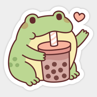 Cute Frog Loves Drinking Bubble Tea Sticker